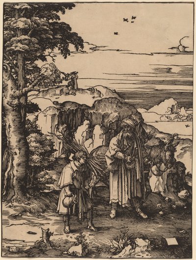 Abraham går för att offra Isak av Lucas van Leyden