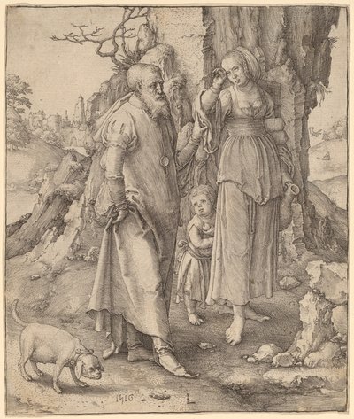 Abraham förnekar Hagar av Lucas van Leyden