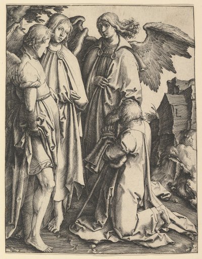 Abraham och tre änglar, ca. 1513. av Lucas van Leyden