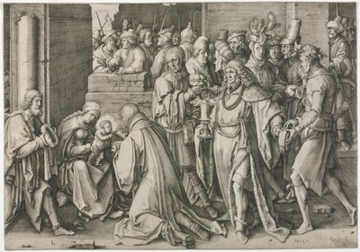 Tillbedjan av Magi av Lucas van Leyden