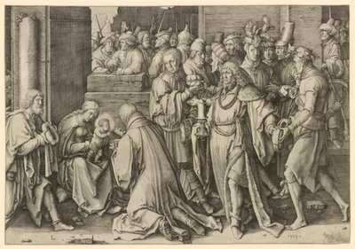 Tillbedjan av Magi av Lucas van Leyden