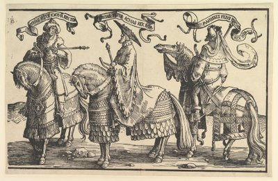 Ahas, Hiskia, Manasse, från Israels tolv kungar, ca. 1520. av Lucas van Leyden