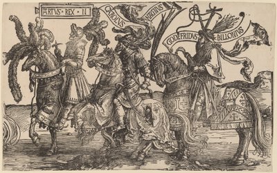 Arthur, Karl den Store (Karl den Store), Godfry av Bouillon av Lucas van Leyden