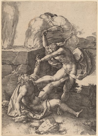 Kain dödar Abel av Lucas van Leyden