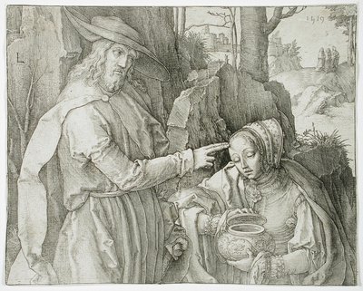 Kristus som trädgårdsmästare visar sig för den heliga Maria Magdalena av Lucas van Leyden