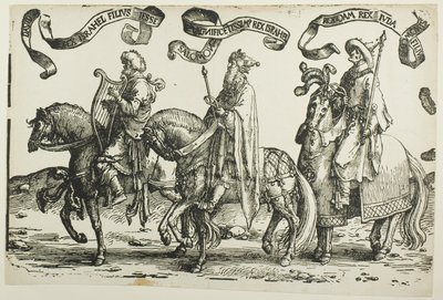 David, Salomo, Rehabeam, plåt ett, från Israels tolv kungar av Lucas van Leyden