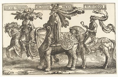 Hjältarna Hector av Troja, Alexander den store och Julius Caesar The Nine Heroes (serietitel) av Lucas van Leyden