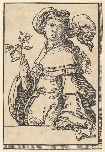 Erythrean Sibyl, från serien Sibyll, ca. 1530. av Lucas van Leyden