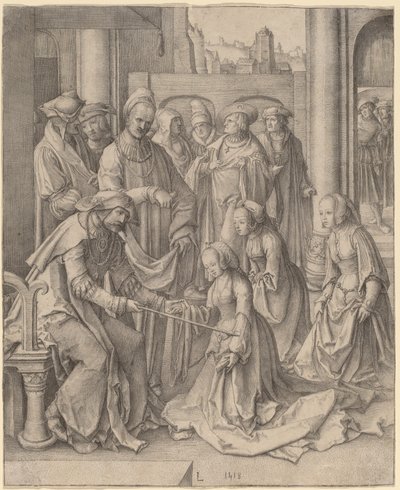 Ester före Ahasveros av Lucas van Leyden