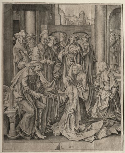 Ester före Ahasveros, 1518. av Lucas van Leyden