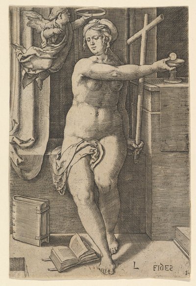 Faith Fides, från serien De sju dygderna, 1530. av Lucas van Leyden