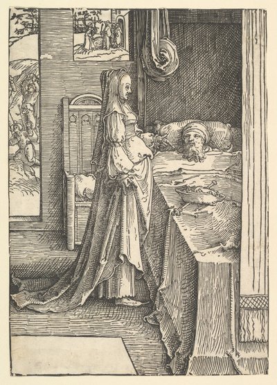 Jezebel lovar Nabots vingårdar till kung Ahab, ca. 1517. av Lucas van Leyden