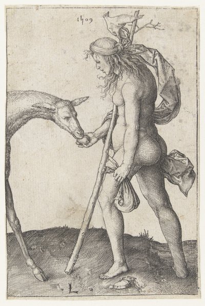 Ung kvinna med doe av Lucas van Leyden