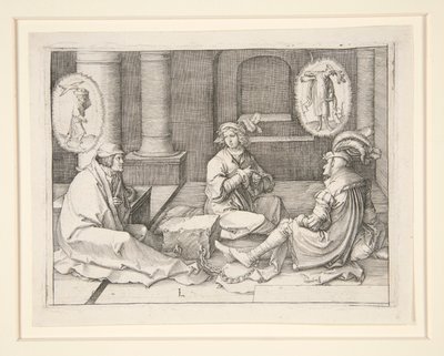 Josef tolkar drömmarna i fängelset (1 Mos 40:5-19) av Lucas van Leyden