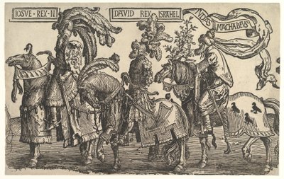 Joshua, David och Judas Maccabee, från The Nine Heroes, ca. 1520. av Lucas van Leyden
