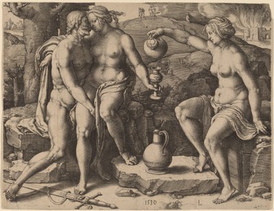 Lot och hans döttrar av Lucas van Leyden