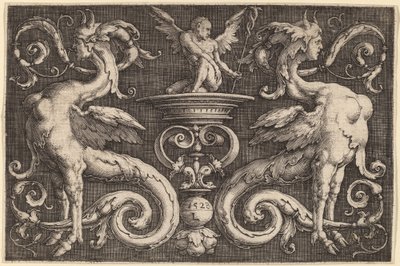 Prydnad med två sfinxer och en bevingad man av Lucas van Leyden
