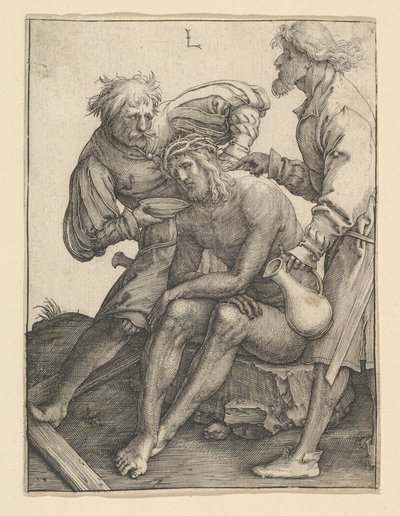 Soldater som ger dryck till Kristus, ca. 1512. av Lucas van Leyden