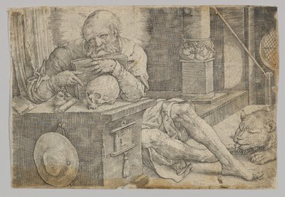 Sankt Hieronymus i sin studie av Lucas van Leyden