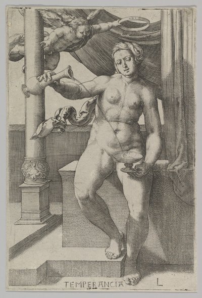 Temperance, från serien The Virtues, 1530. av Lucas van Leyden