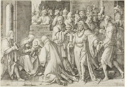 Tillbedjan av Magi av Lucas van Leyden