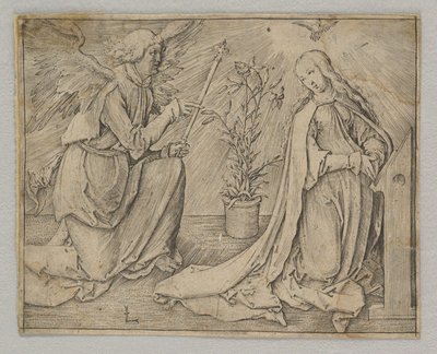Bebådelsen, ca. 1516. av Lucas van Leyden