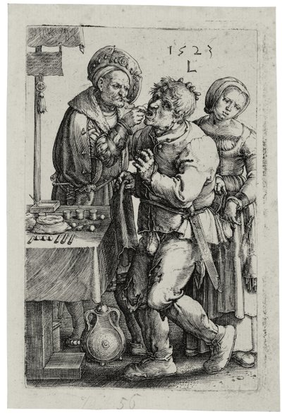 Tandläkaren, 1523 av Lucas van Leyden
