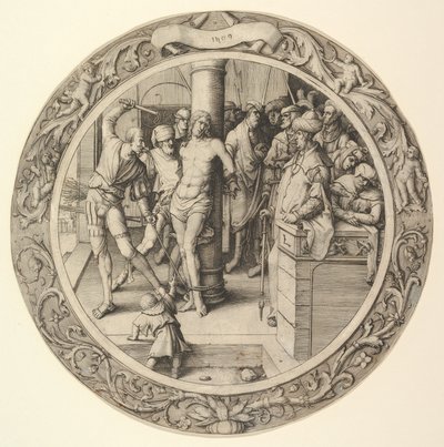 The Flagellation, från Circular Passion, 1509. av Lucas van Leyden