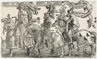 De nio hjältarna: Joshua, David, Judas Maccabees, 1515-1517. av Lucas van Leyden