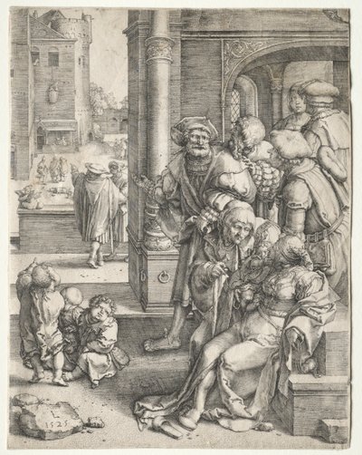 Poeten Vergilius suspenderad i en korg, 1525. av Lucas van Leyden