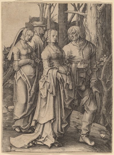 De två paren i skogen av Lucas van Leyden