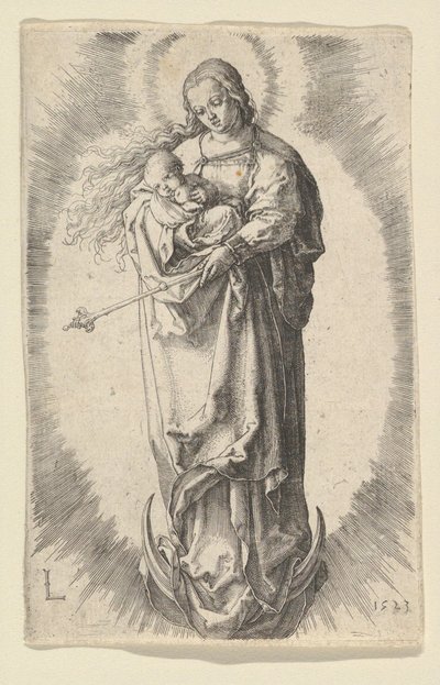 Jungfrun med barn på halvmånen, 1523. av Lucas van Leyden