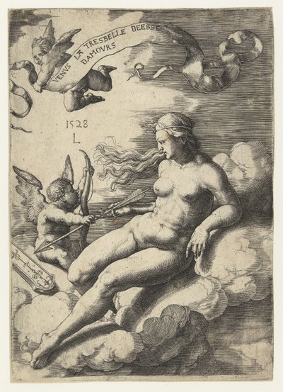 Venus och Amor Venus la tresbelle deese damours (titel på objekt) av Lucas van Leyden