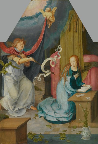 Bebådelsen för Maria (avskild yttersida av inv.nr 742) av Lucas van Leyden