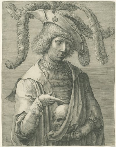 Ung man med en skalle av Lucas van Leyden