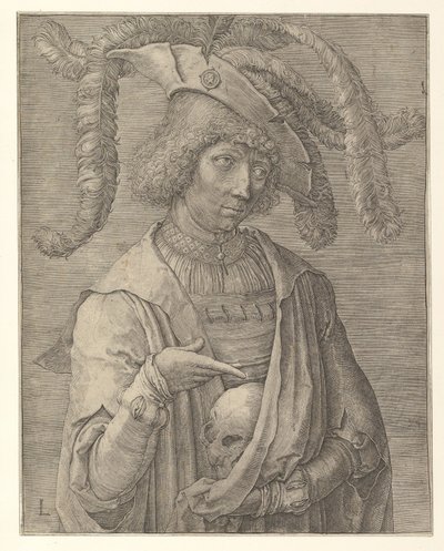 Ung man med en dödskalle av Lucas van Leyden