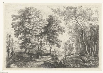 Landskap med en bäck genom en skog Sex landskap (serietitel) av Lucas van Uden