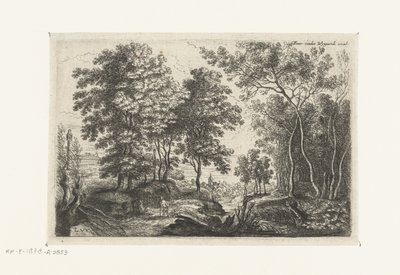 Landskap med en bäck genom en skog Sex landskap (serietitel) av Lucas van Uden