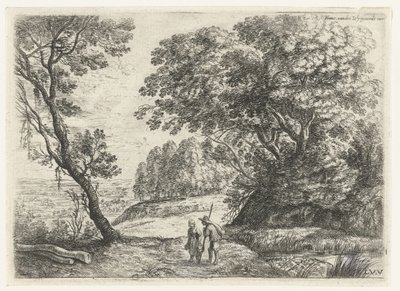 Landskap med en man och kvinna i samtal Sex landskap (serietitel) av Lucas van Uden