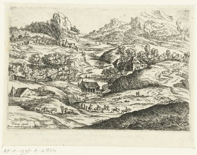 Landskap med ryttare Små landskap efter Titian (serietitel) av Lucas van Uden