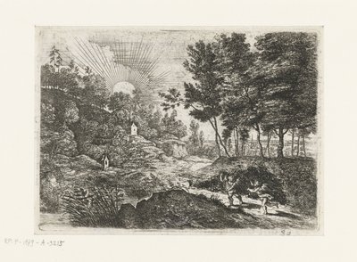 Landskap med två putti Landskap med en pojke och en kvinna med en kanna Fem landskap (serietitel) av Lucas van Uden