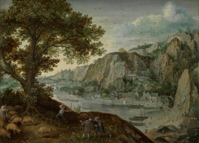 Huy, sett från Ahin (olja på panel) av Lucas van Valckenborch