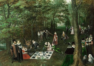Våren. Picknicken ... (olja på duk) av Lucas van Valckenborch