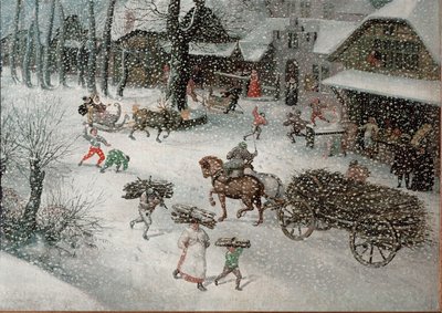 Winter (February), detalj (olja på duk) av Lucas van Valckenborch