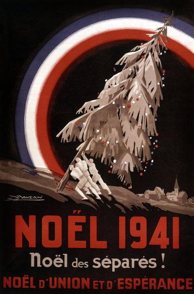 Affisch för jul av fångar, Frankrike av Luciano Achille Mauzan