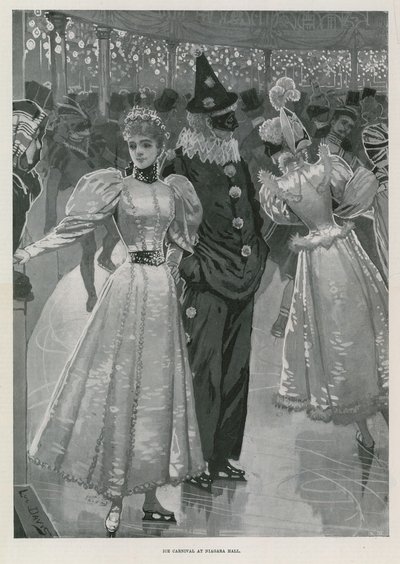 Iskarneval i Niagara Hall, Westminster London (litografi) av Lucien Davis