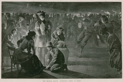 Skridskosäsongen: Hampstead Ponds på natten (litografi) av Lucien Davis