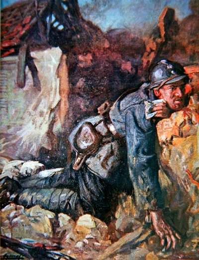 Sårad budbärare i slaget vid Verdun av Lucien Hector Jonas