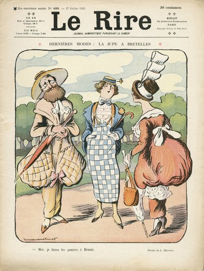 Illustration i Le Rire, 27/07/12 - Senaste modet (gravyr) av Lucien Metivet