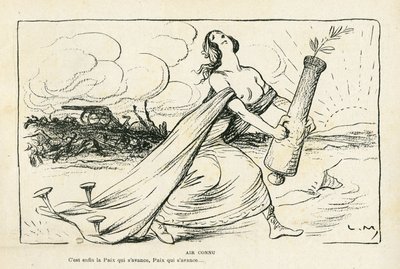 illustration i Le Rire, 03/05/13 - Familiar Air - Balkan, Guns, Shells, Peace, First World War (gravyr) av Lucien Metivet